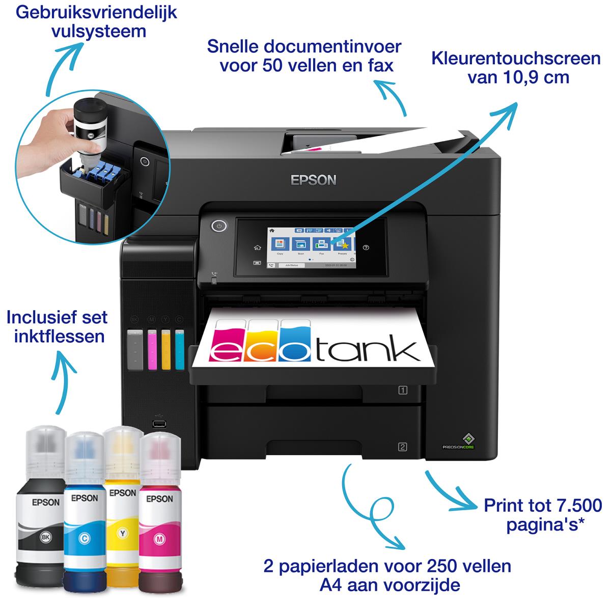 Ecotank Pro Et-5855 - Multifunction Printer - Inkjet - A4 - USB / Wi-Fi