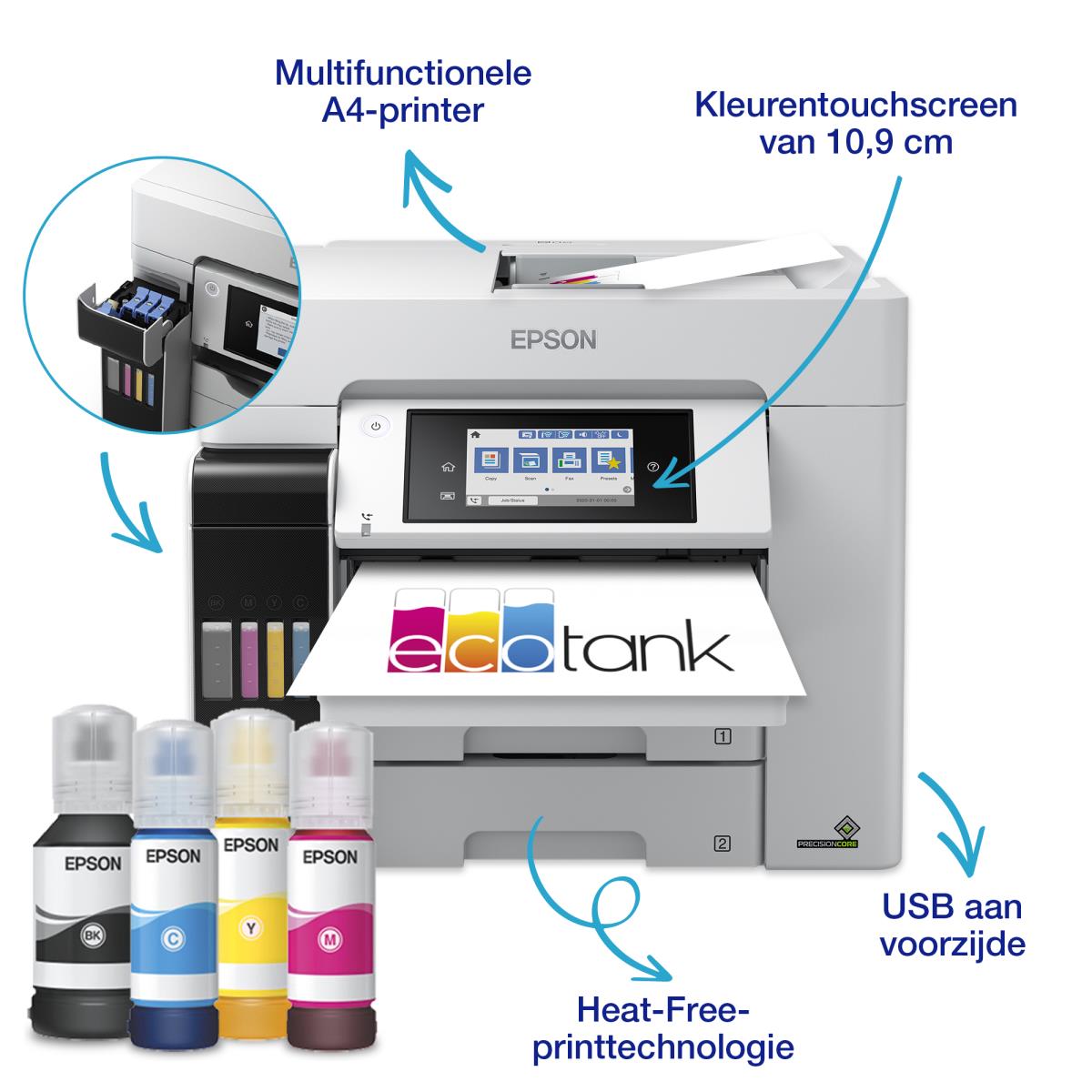 Ecotank Pro Et-5885 - Multifunction Printer - Inkjet - A4 - USB / Ethernet / Wi-Fi