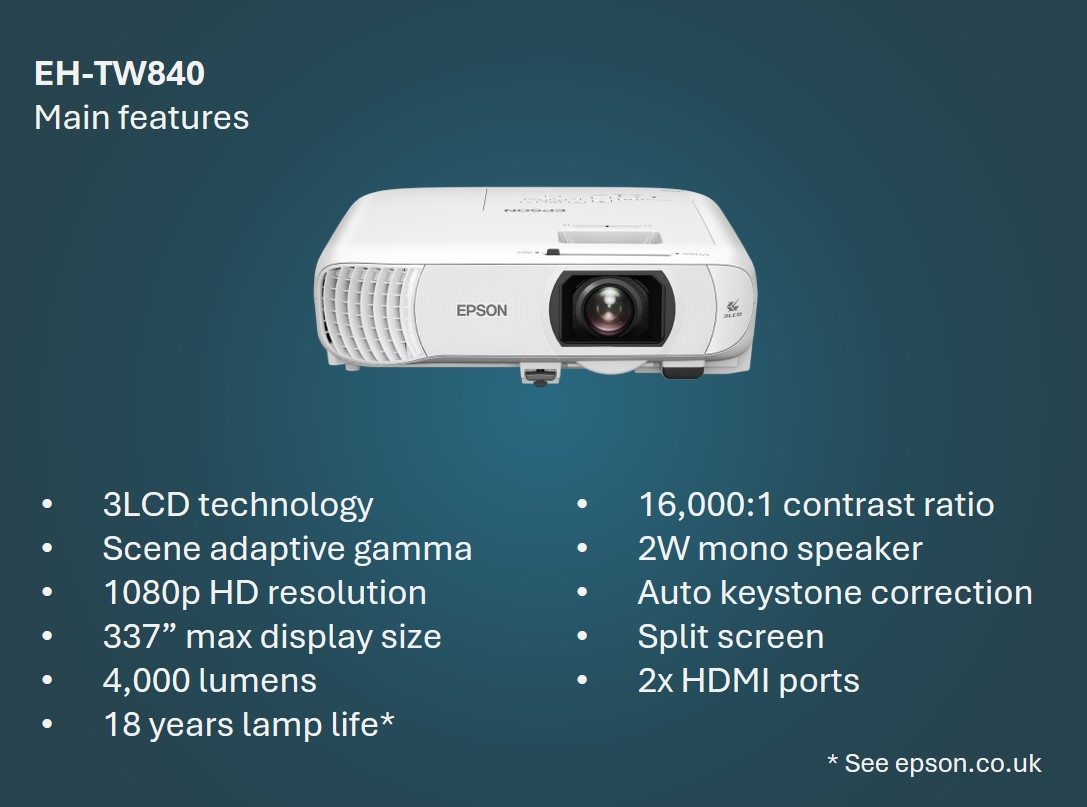 Eh-tw840 - Projector - LCD - 4000 Lm - Full Hd