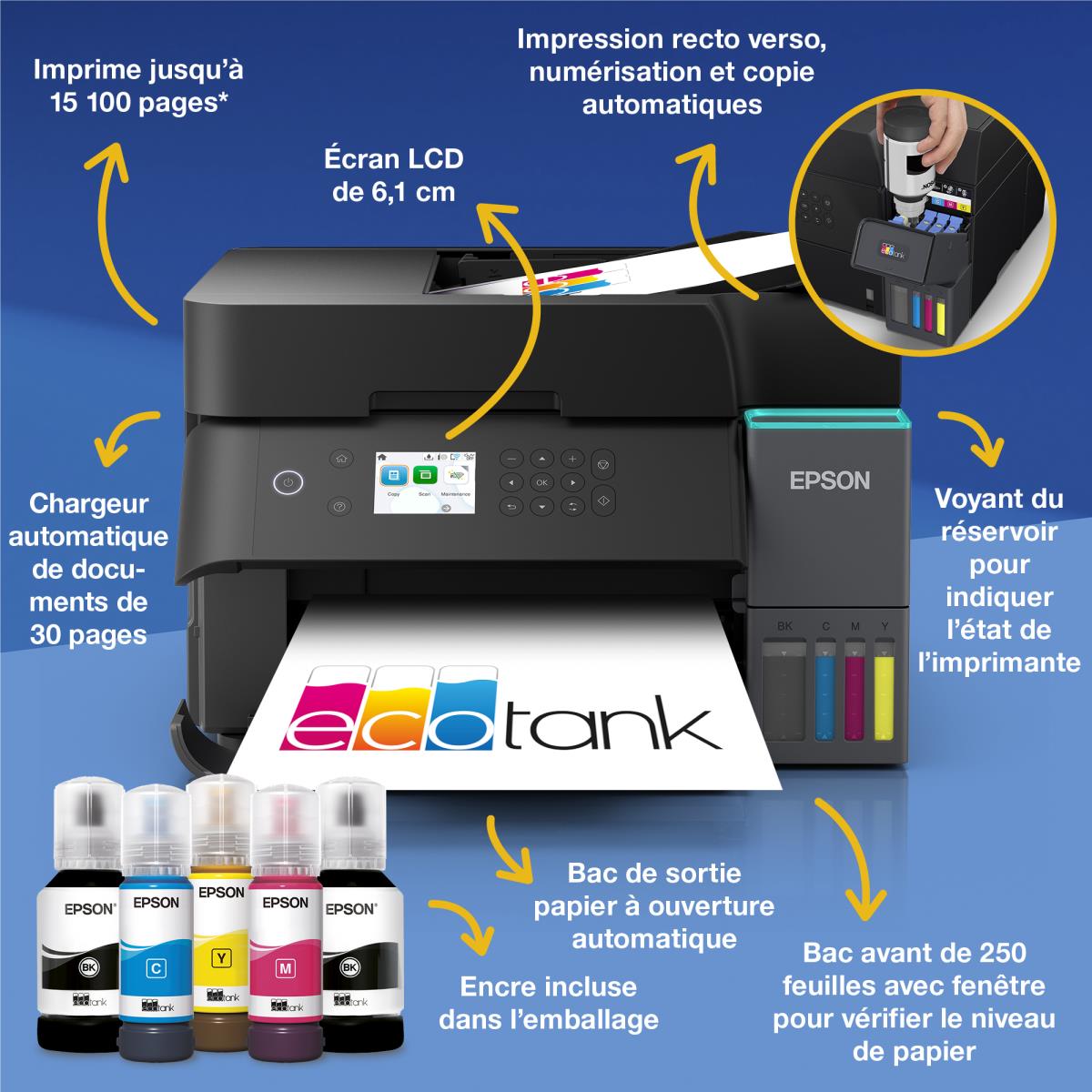 Ecotank Et-3950 - Color Multifunction Printer - Inkjet - A4 - USB/ Wi-Fi Black