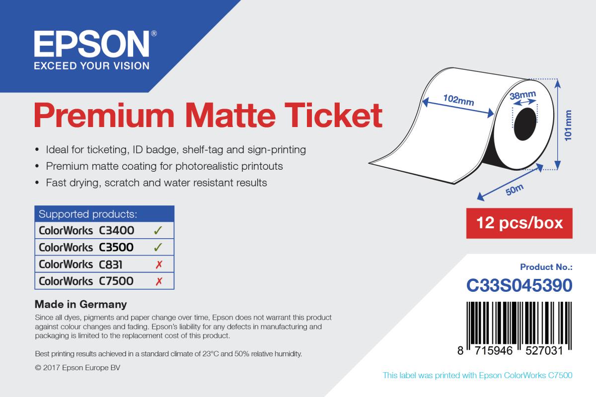 Premium Matte Ticket Roll 102mm X 50m