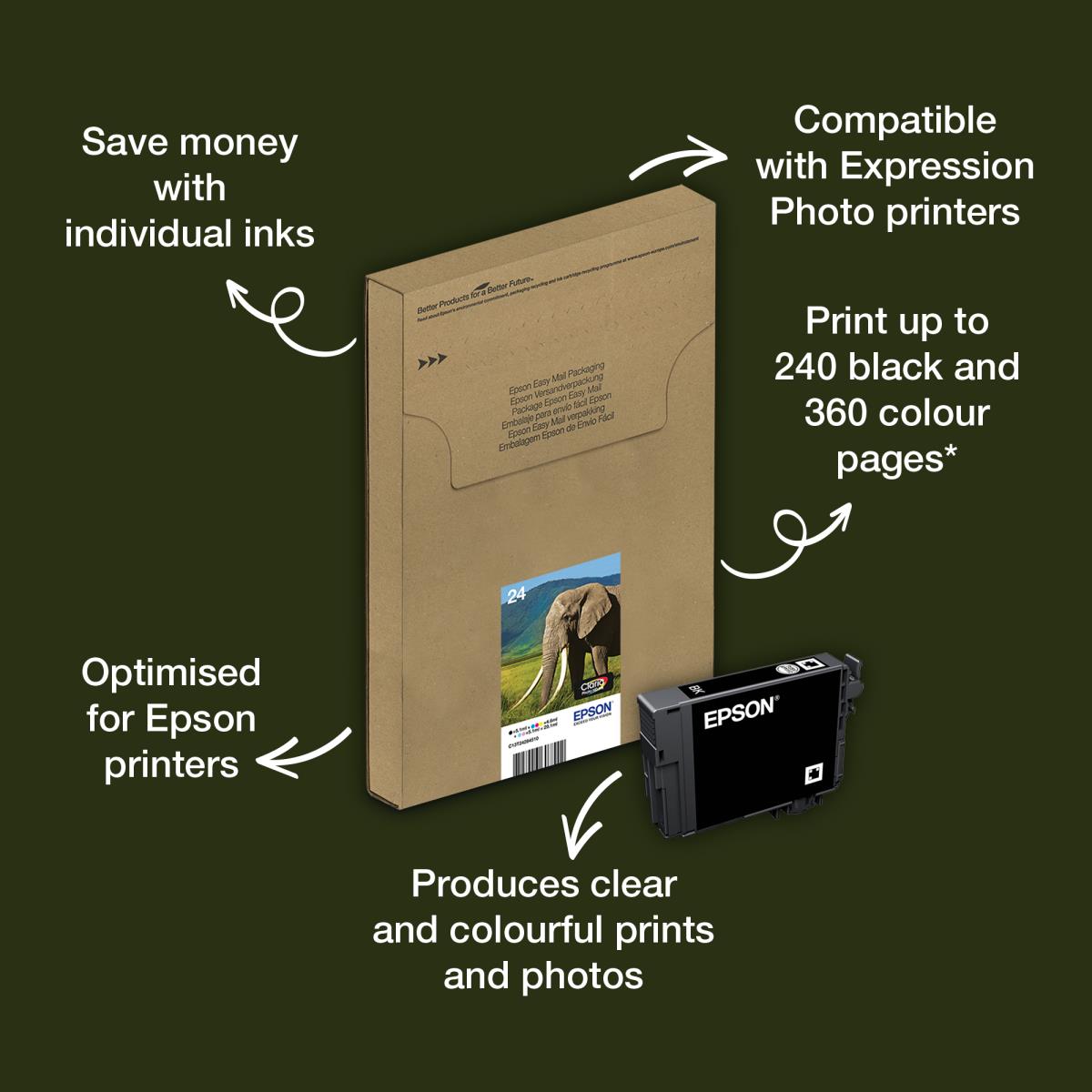 Ink Cartridge - 24 Elephant - Black/ Cyan / Light.cyancy / Magenta / Light Magenta