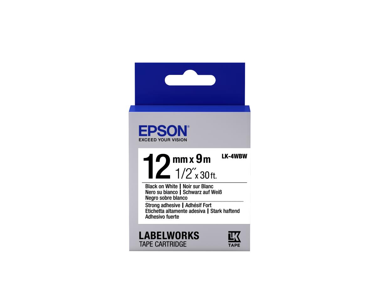 Label Strong Haftend Lk-4wbw 12mm Black/white
