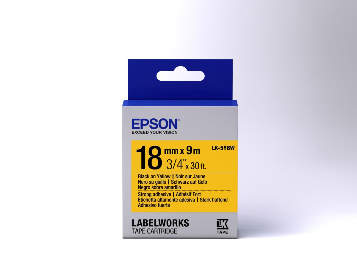 Label Cartridge Strong Adhesive Lk-5ybw Black/yellow 18mm (9m)