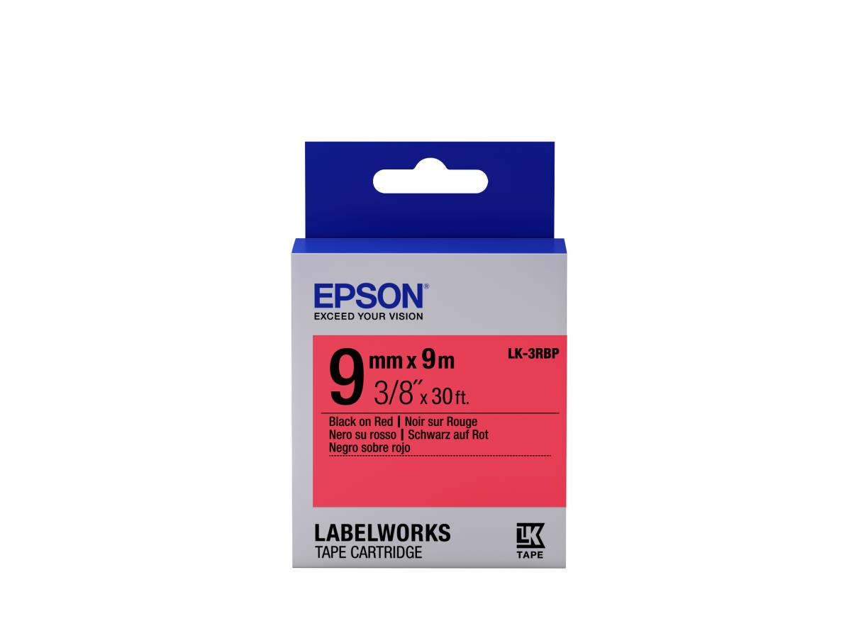 Label Cartridge Pastel Lk-3rbp Black/red 9mm (9m)