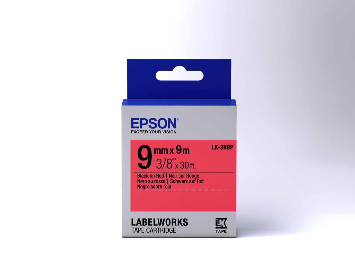 Label Cartridge Pastel Lk-3rbp Black/red 9mm (9m)