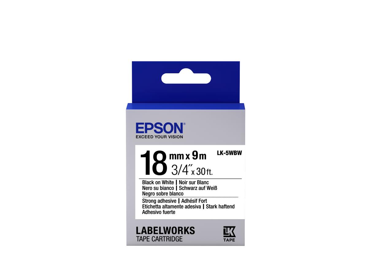 Tape Lk-5wbw Stn Adh 18mm 9m Black/white