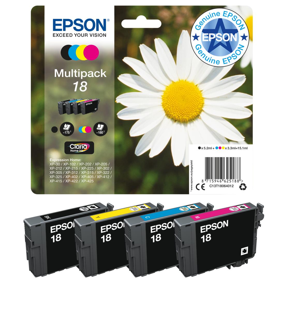 Ink Cartridge - 18 Daisy - 3.3ml - Black/ Cyan/ Magenta/ Yellow
