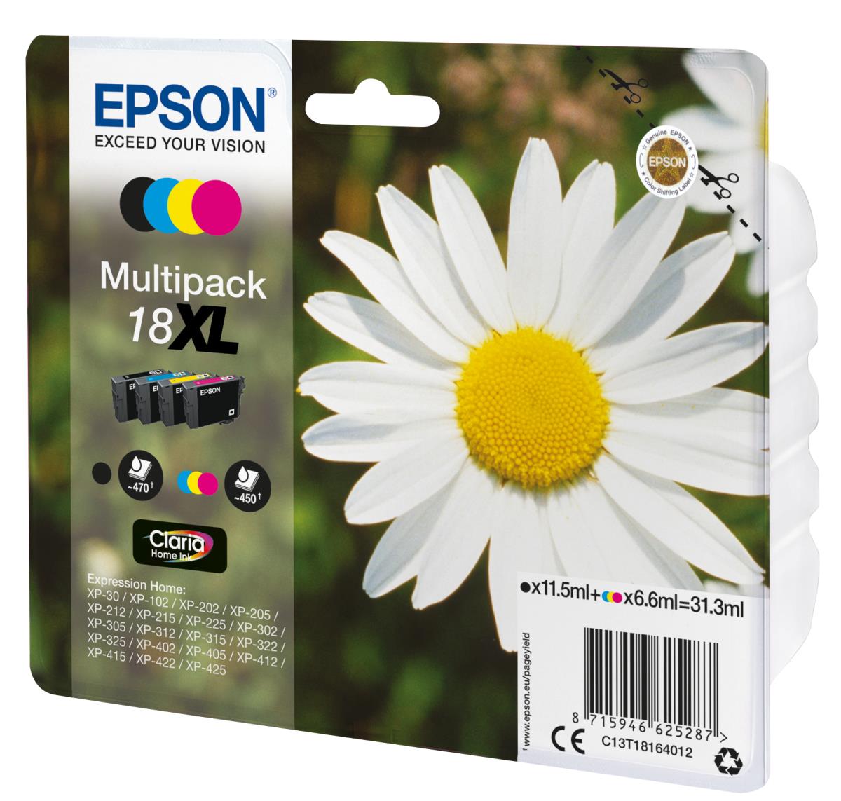 Ink Cartridge - 18xl Daisy - 6.6ml Cyan / Magenta / Yellow - 11.5ml Black