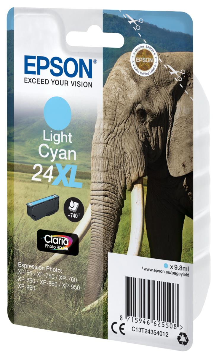 Ink Cartridge - 24xl Elephant - 9.8ml - Light Cyan Rf/am Tags