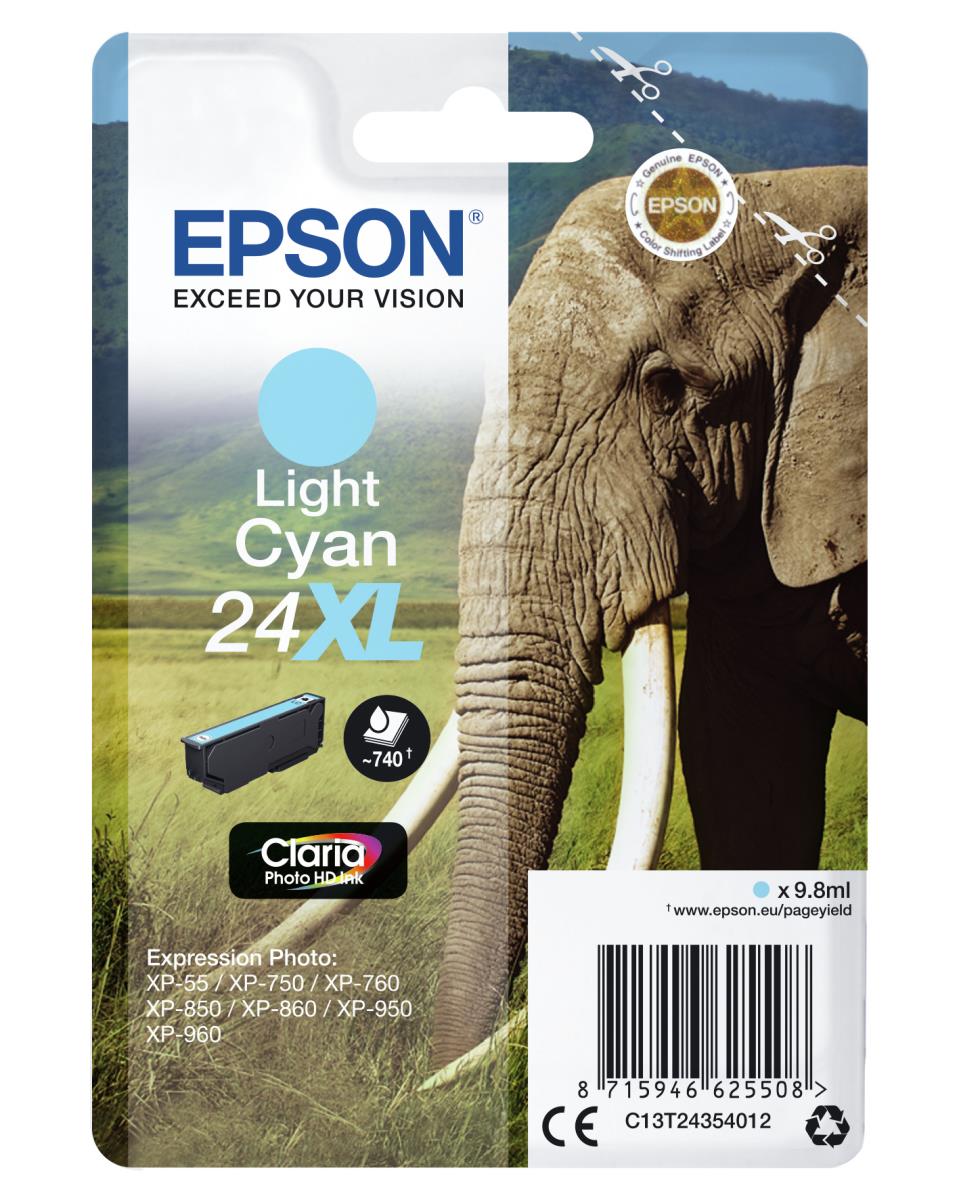 Ink Cartridge - 24xl Elephant - 9.8ml - Light Cyan Rf/am Tags