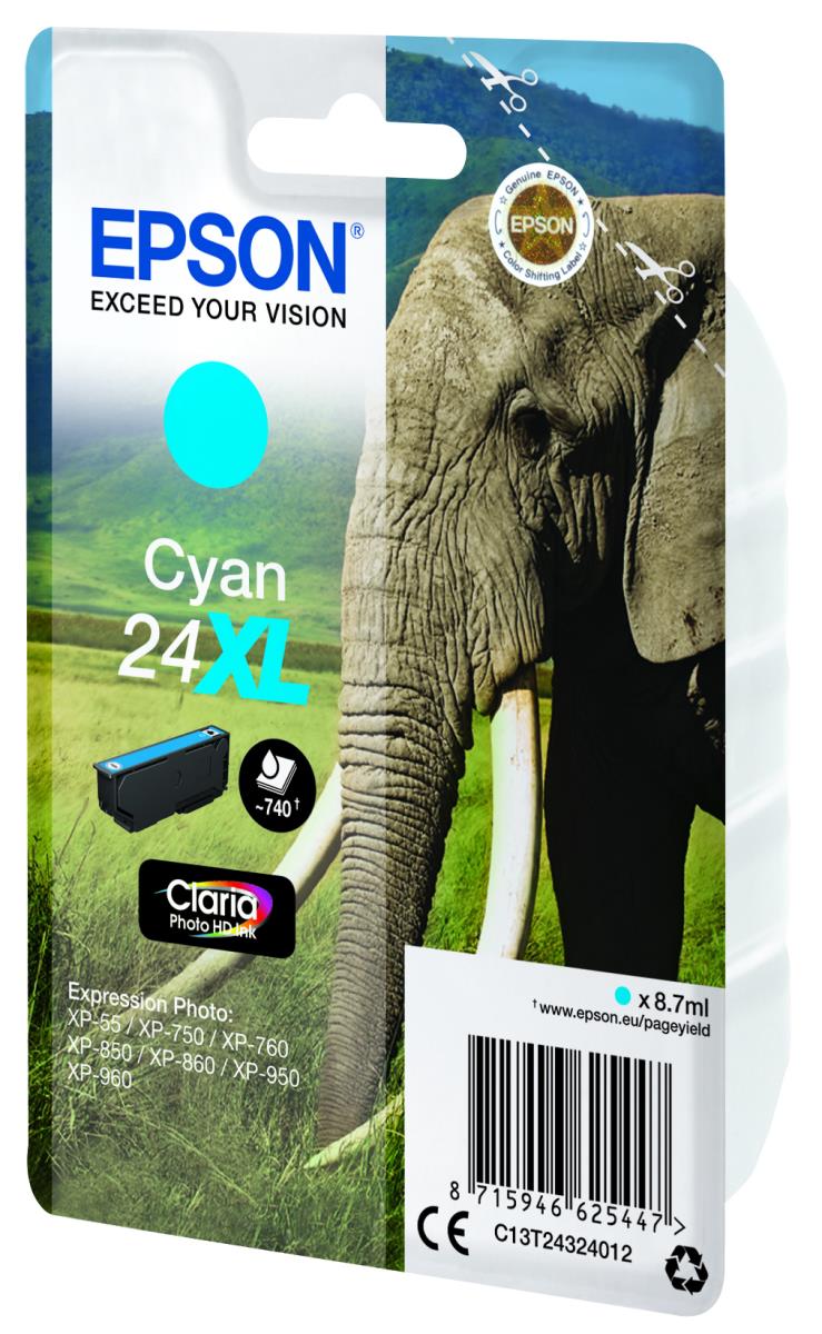Ink Cartridge - 24xl Elephant - 8.7ml - Cyan Sec