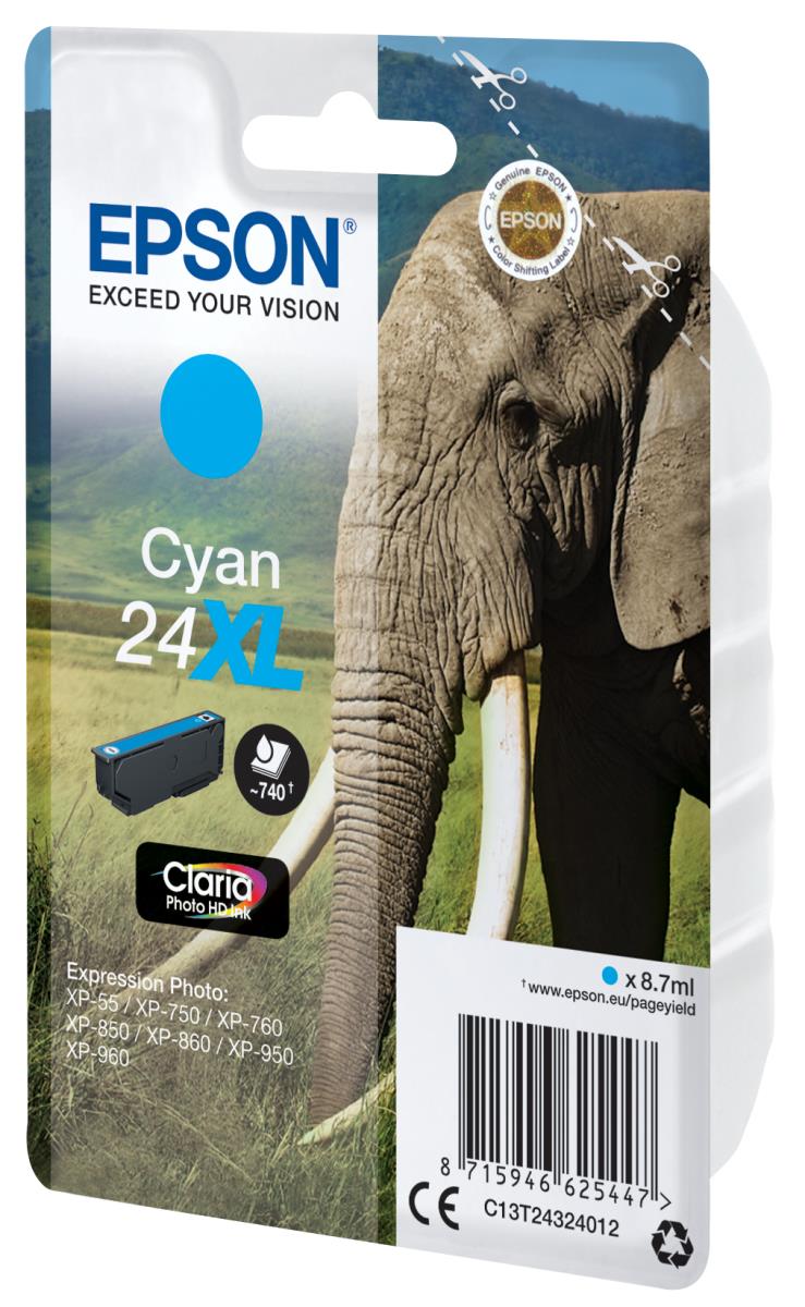 Ink Cartridge - 24xl Elephant - 8.7ml - Cyan Sec