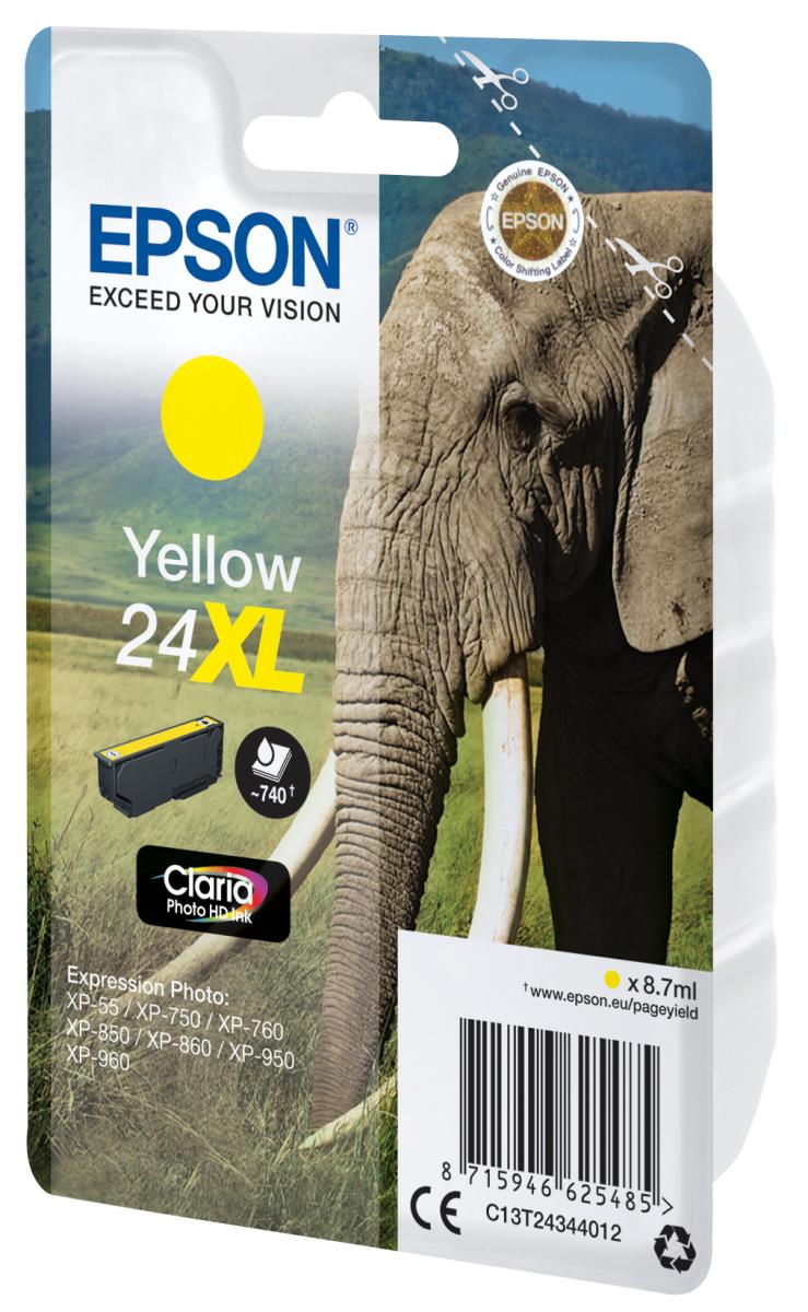Ink Cartridge - 24xl Elephant 8.7ml - Yellow Rf/am Tags