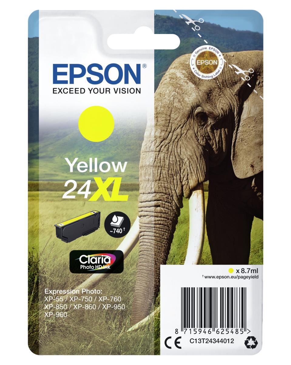 Ink Cartridge - 24xl Elephant 8.7ml - Yellow Rf/am Tags