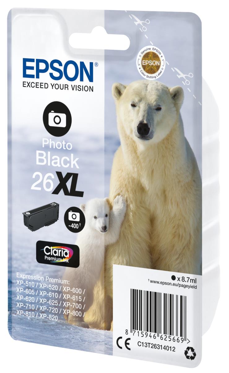 Ink Cartridge - 26xl Polar Bear - 8.7ml - Photo Black Sec