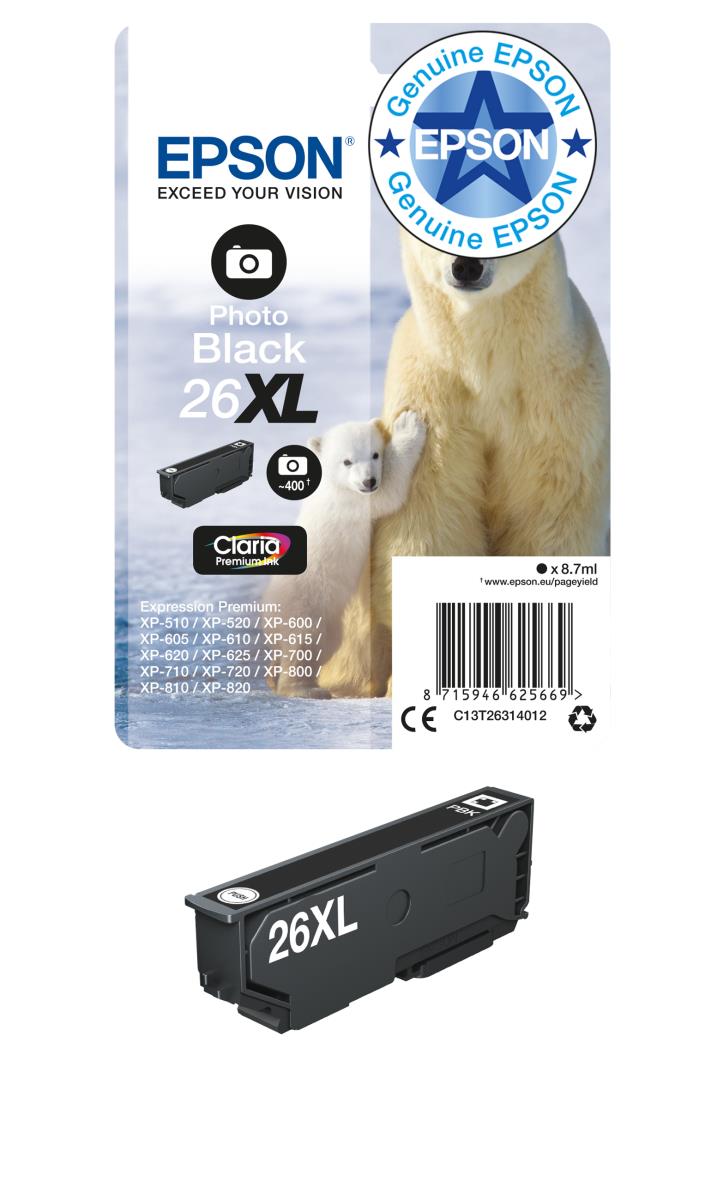 Ink Cartridge - 26xl Polar Bear - 8.7ml - Photo Black Sec