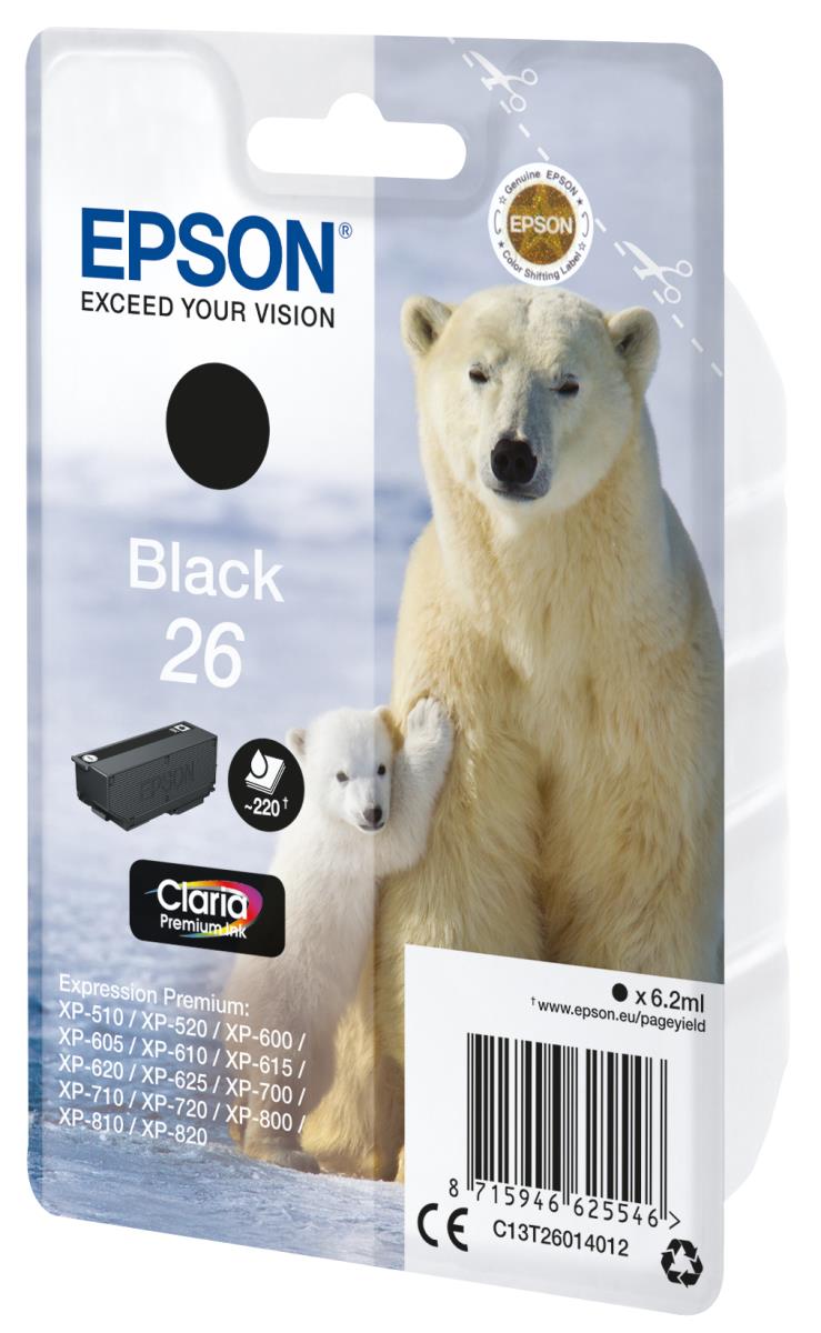 Ink Cartridge - 26 Polar Bear - 6.2ml - Black Sec