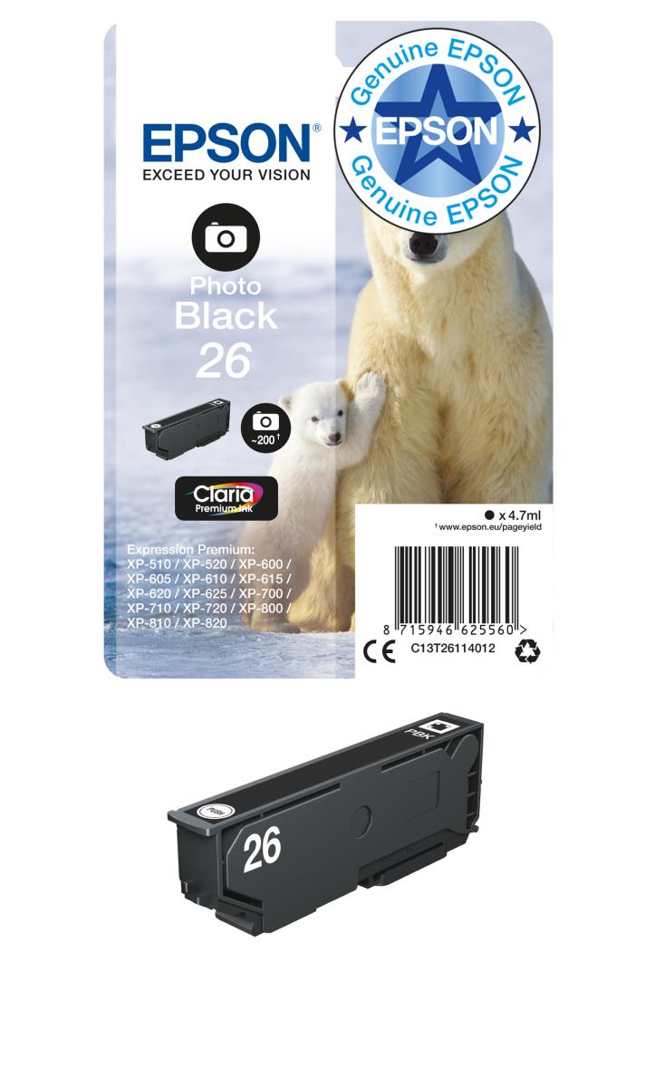 Ink Cartridge - 26 Claria - 4.7ml - Black Sec