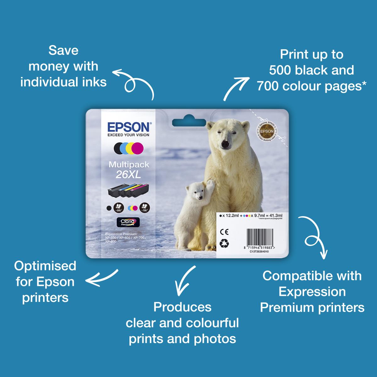 Ink Cartridge - 26xl Polar Bear 9.7ml - Cyan