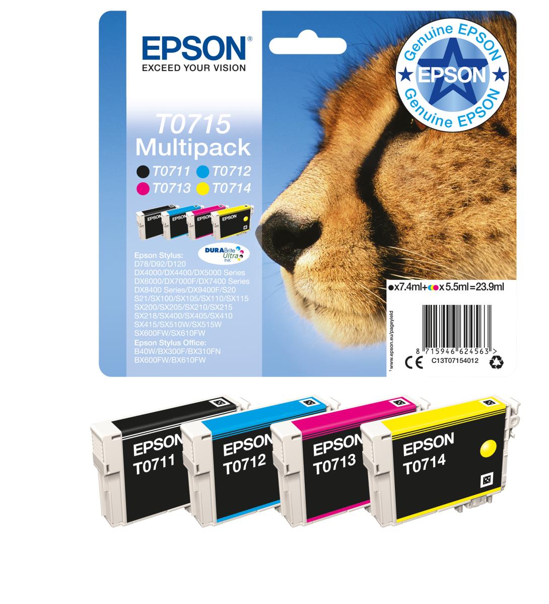 Ink Cartridge - T0715 - 5.5ml - C/ M/ Y/ K