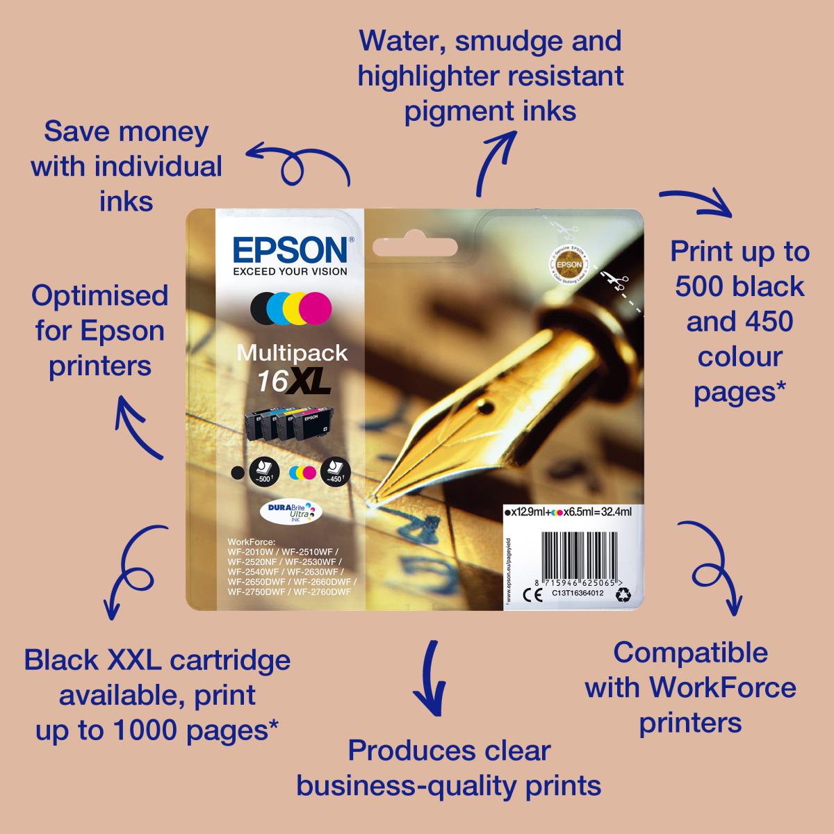 Ink Cartridge - 16xl Durabrite - 12.9ml - Black T16314012