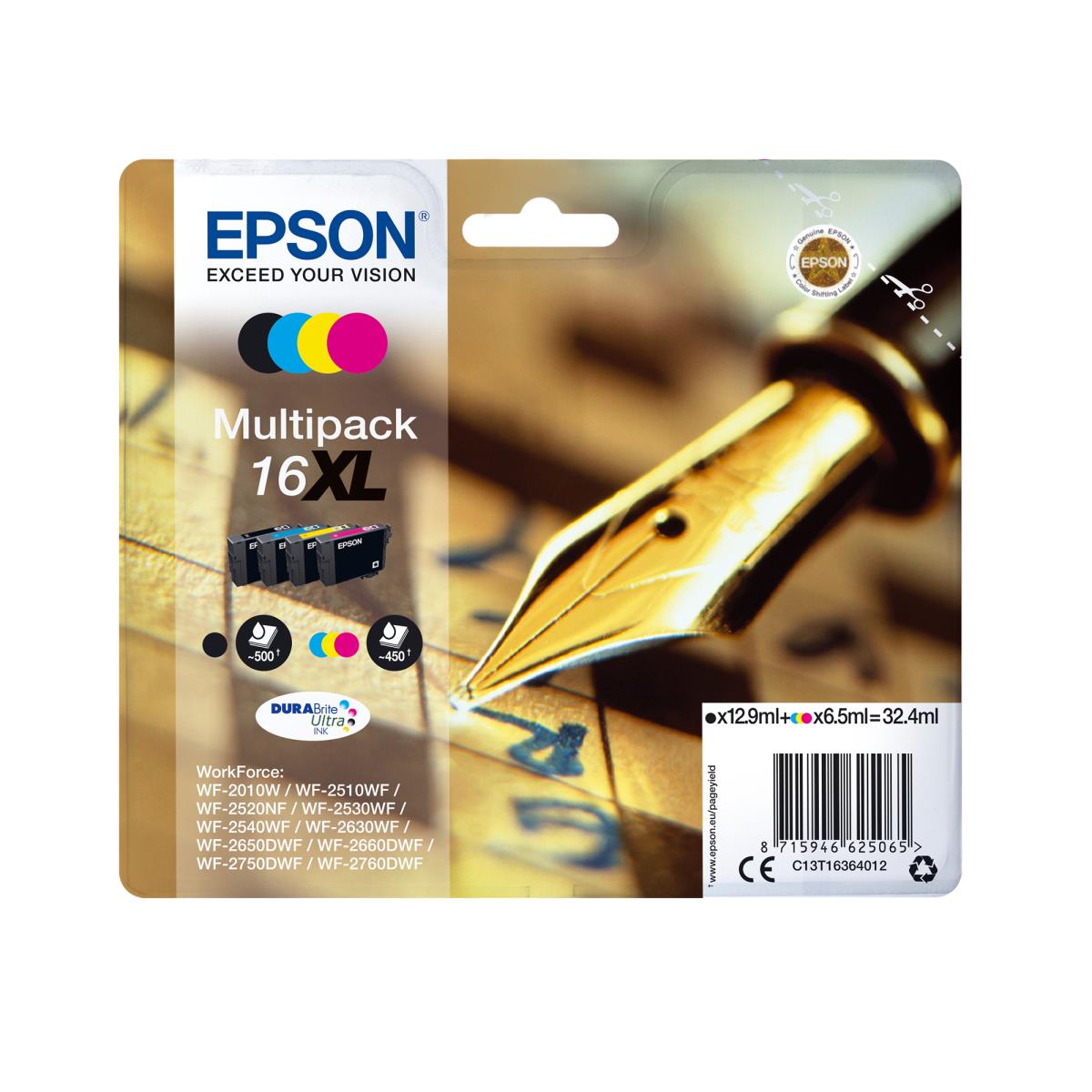 Ink Cartridge - 16xl Durabrite Ultra - 32.4ml - Black/ Yellow/ Cyan/ Magenta