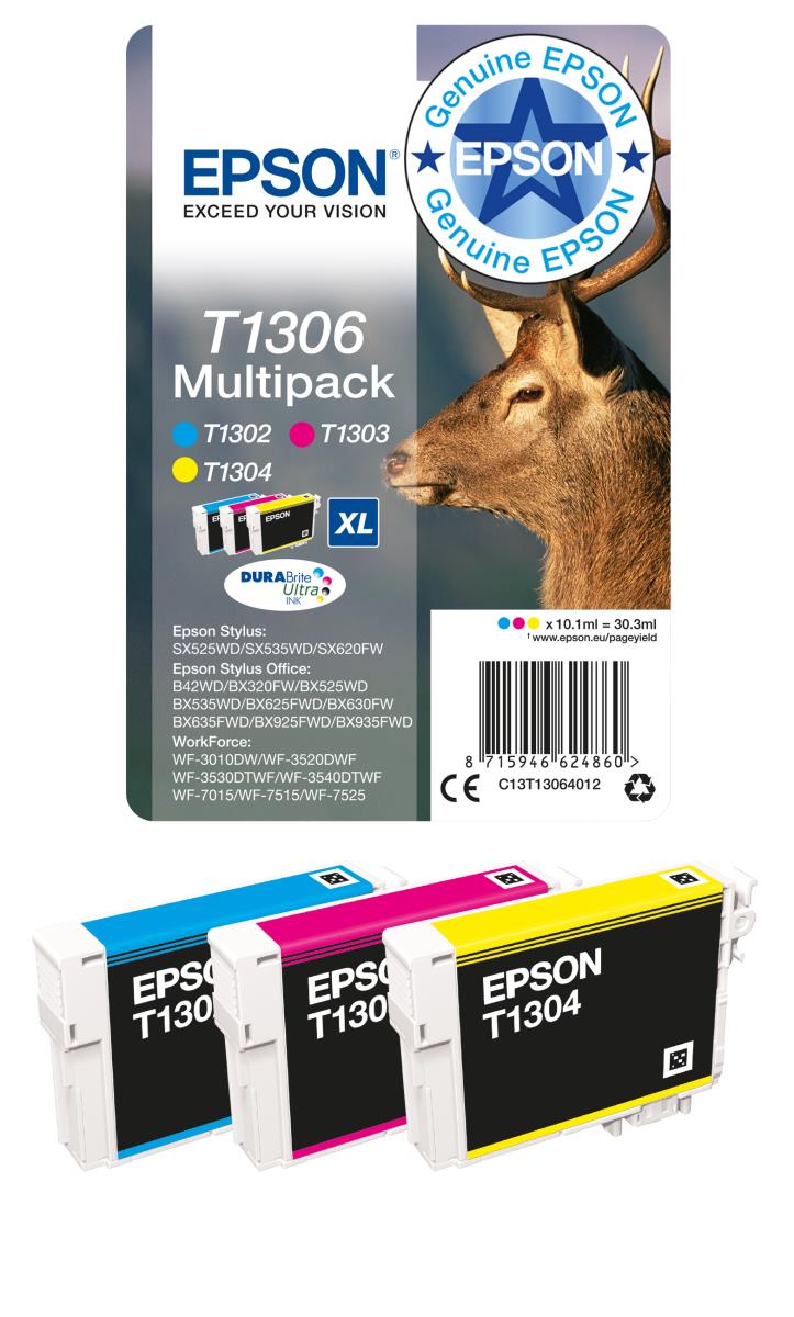 Ink Cartridge  - T1306 Stag Xl - 10.1ml - Cyen/ Magenta/ Yeloow