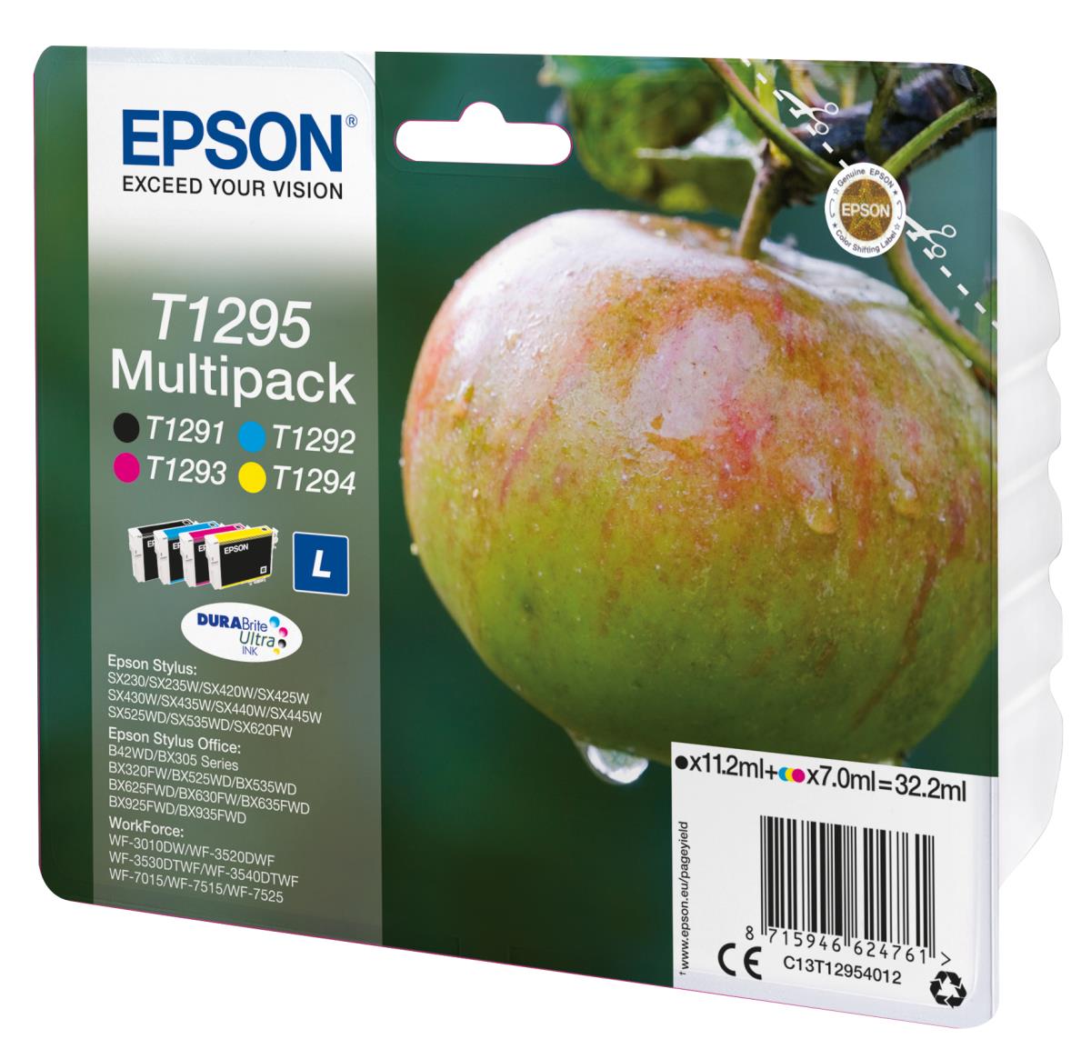 Ink Cartridge - T1295 Apple - 3x7ml - Cyan/ Magenta / Yellow - 11.2ml Black