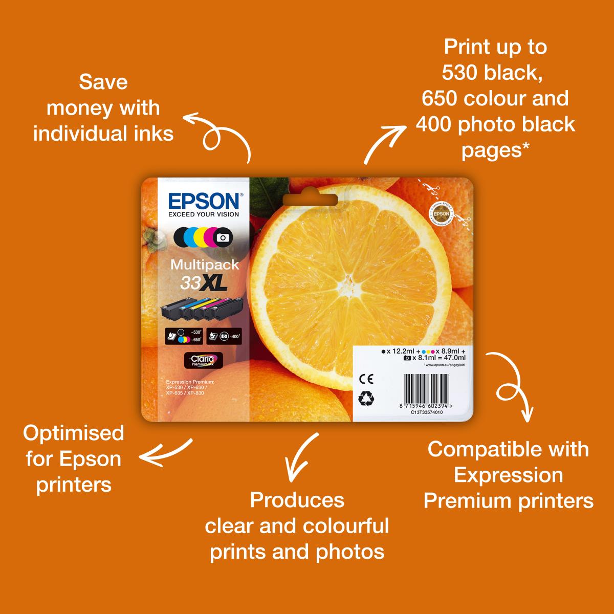 Ink Cartridge - 33xl Oranges - 8.9ml - Yellow