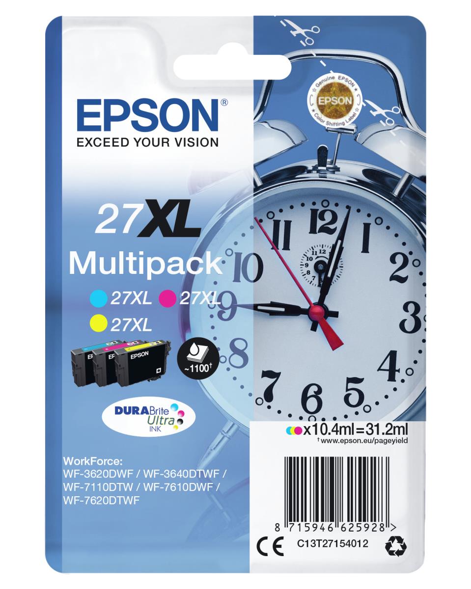 Ink Cartridge - 27xl Alarm Clock - 10.4ml - Cyan/ Menata/ Yellow Sec