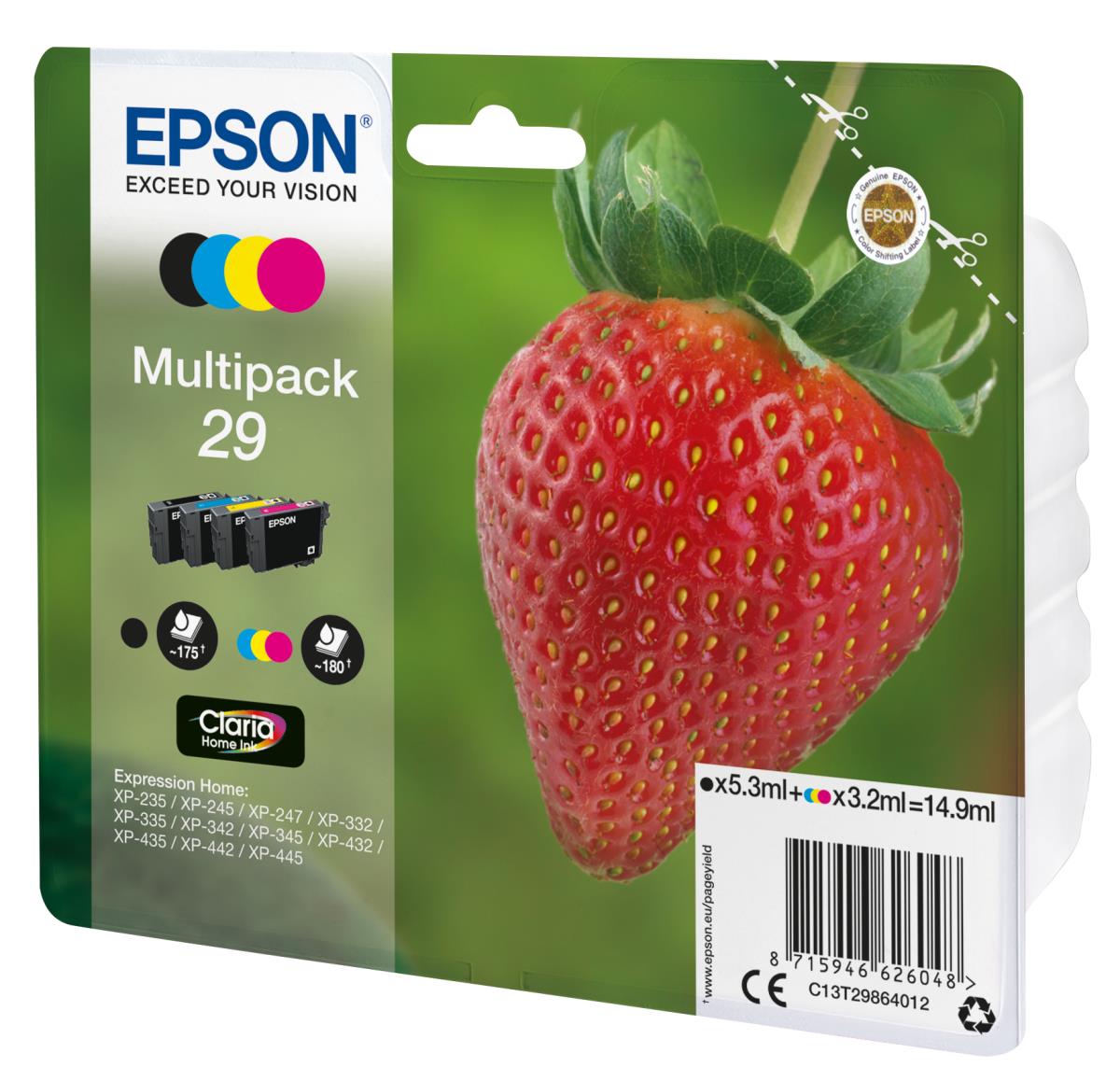 Ink Cartridge - 29 Strawberry - 5.3ml + 3x3.2ml - Black - Yellow - Cyan - Magenta Sec