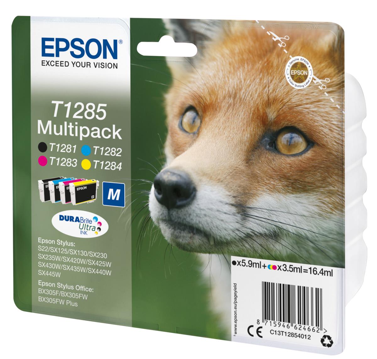 Ink Cartridge - T1285 Fox - 3.5ml Cyan/ Magenta/ Yellow -  5.9ml Black