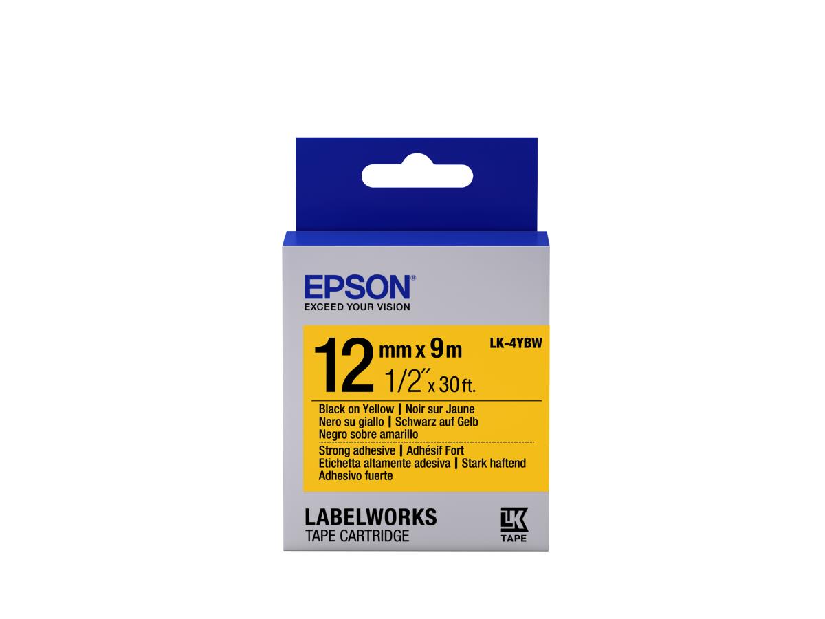 Label Cartridge Strong Adhesive Lk-4ybw 12mm (9m) Black / Yellow