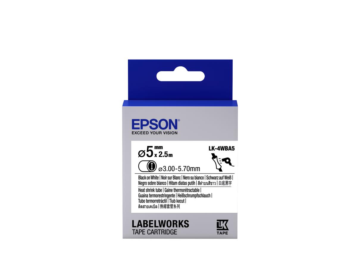 Label Cartridge Heat Shrink Tube (hst) Lk-4wba5 D5mm (2.5m) Black / White