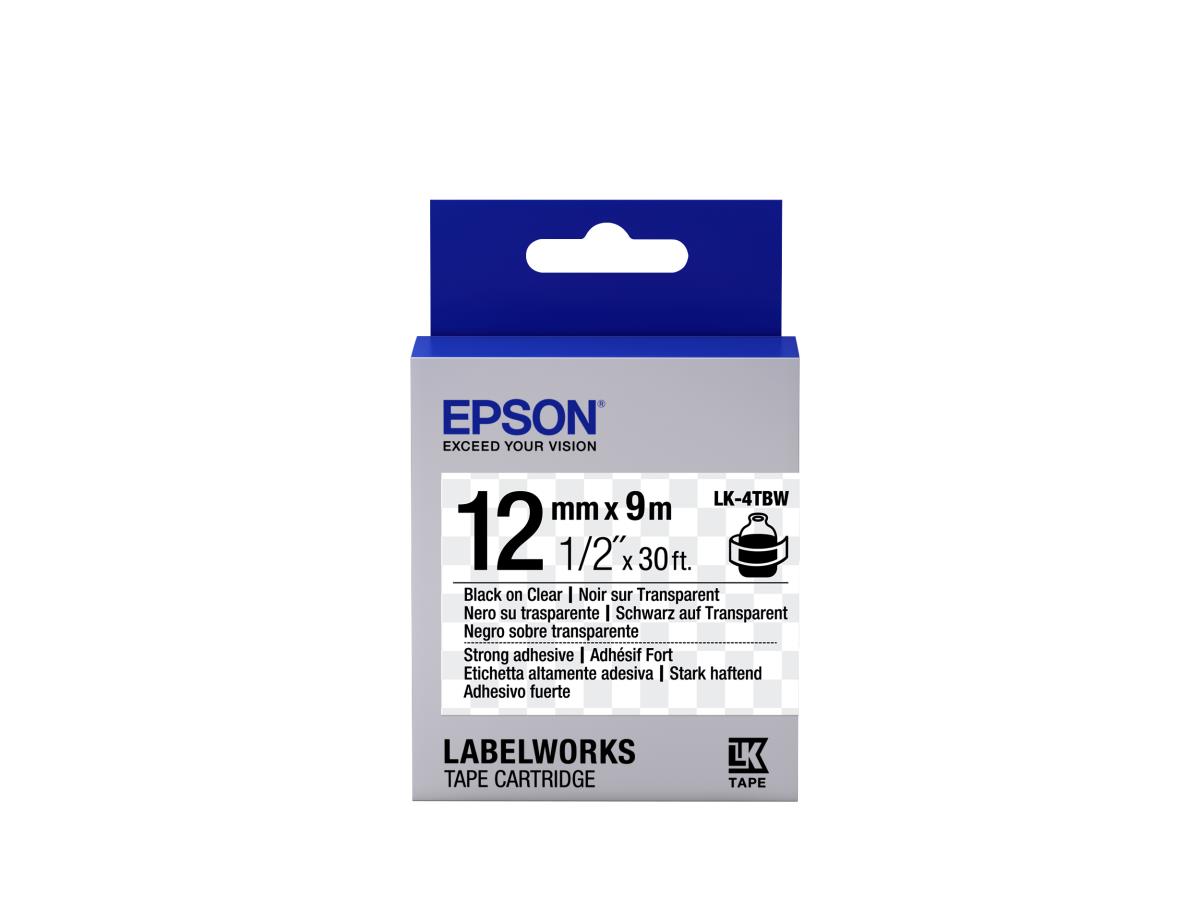 Label Cartridge Strong Adhesive Lk-4tbw 12mm (9m) Black / Transparent