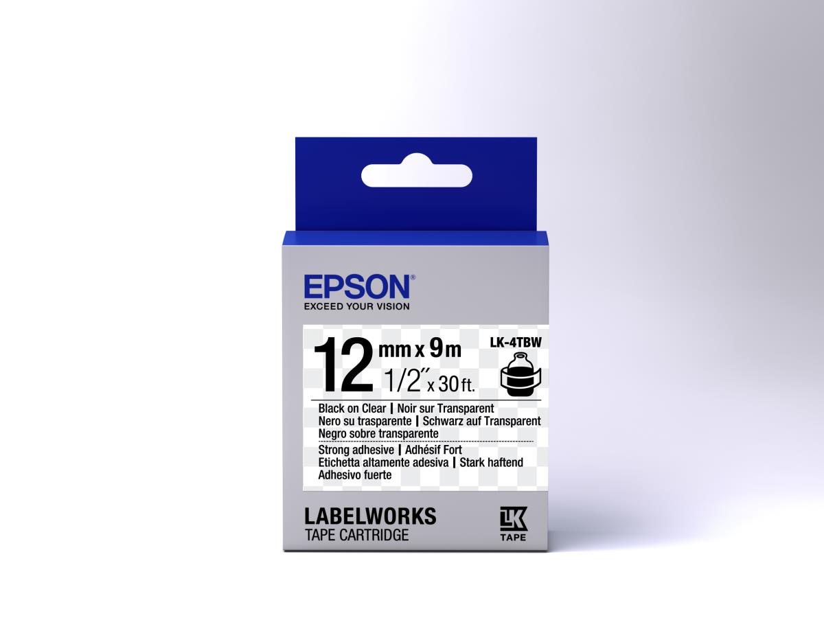 Label Cartridge Strong Adhesive Lk-4tbw 12mm (9m) Black / Transparent