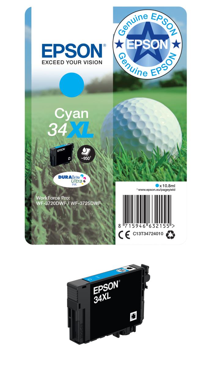 Ink Cartridge - 34xl Golf Ball - 10.8ml - High Capacity - Cyan