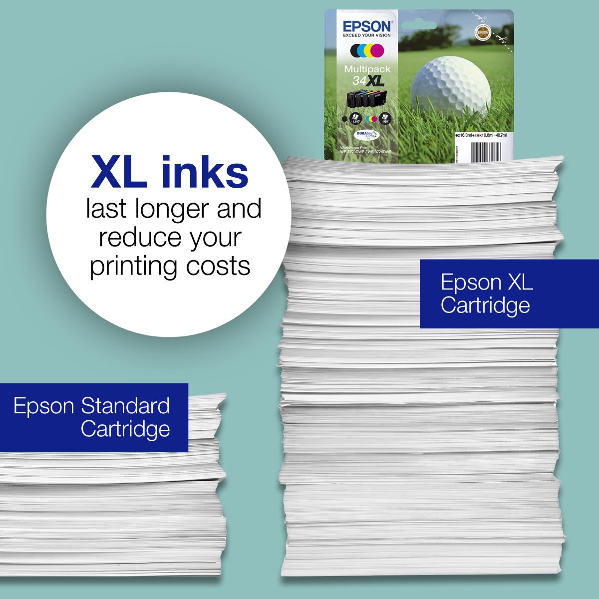 Ink Cartridge - 34xl Golf Ball - 10.8ml - High Capacity - Cyan