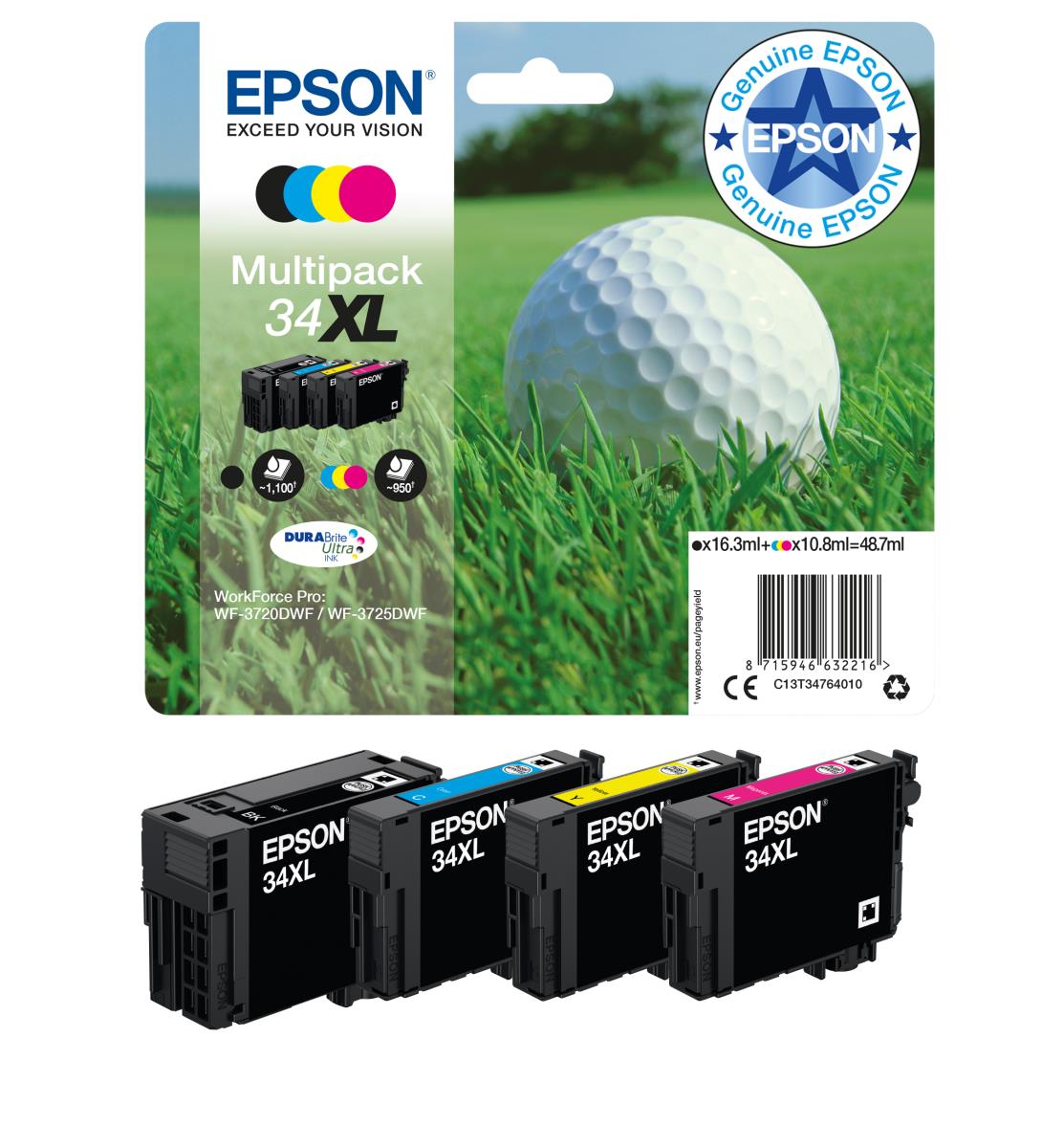 Ink Cartridge - 34xl - Golf Ball - Multipack - High Capacity