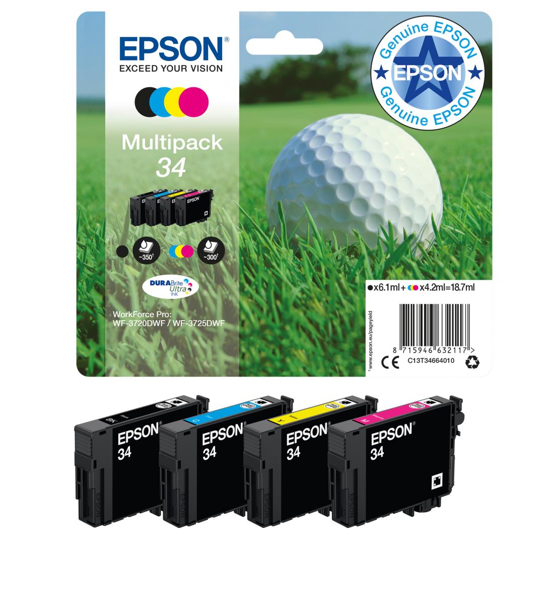 Ink Cartridge - 34 Golf Ball - Black - C/ M/ Y/ K