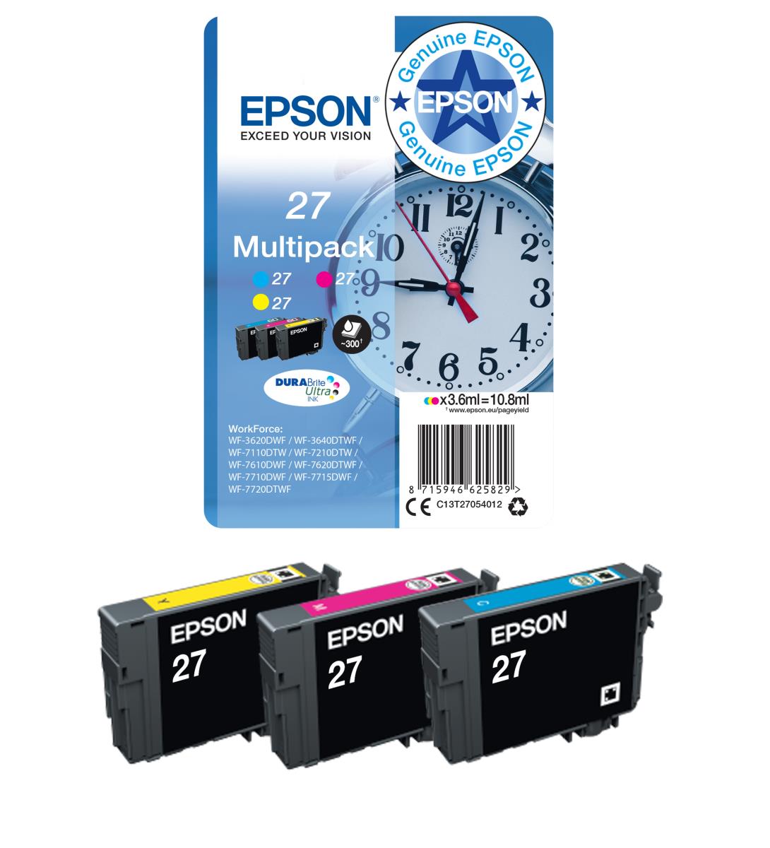 Ink Cartridge - 27xl Alarm Clock - 10.4ml - Magenta/ Yellow/ Cyan