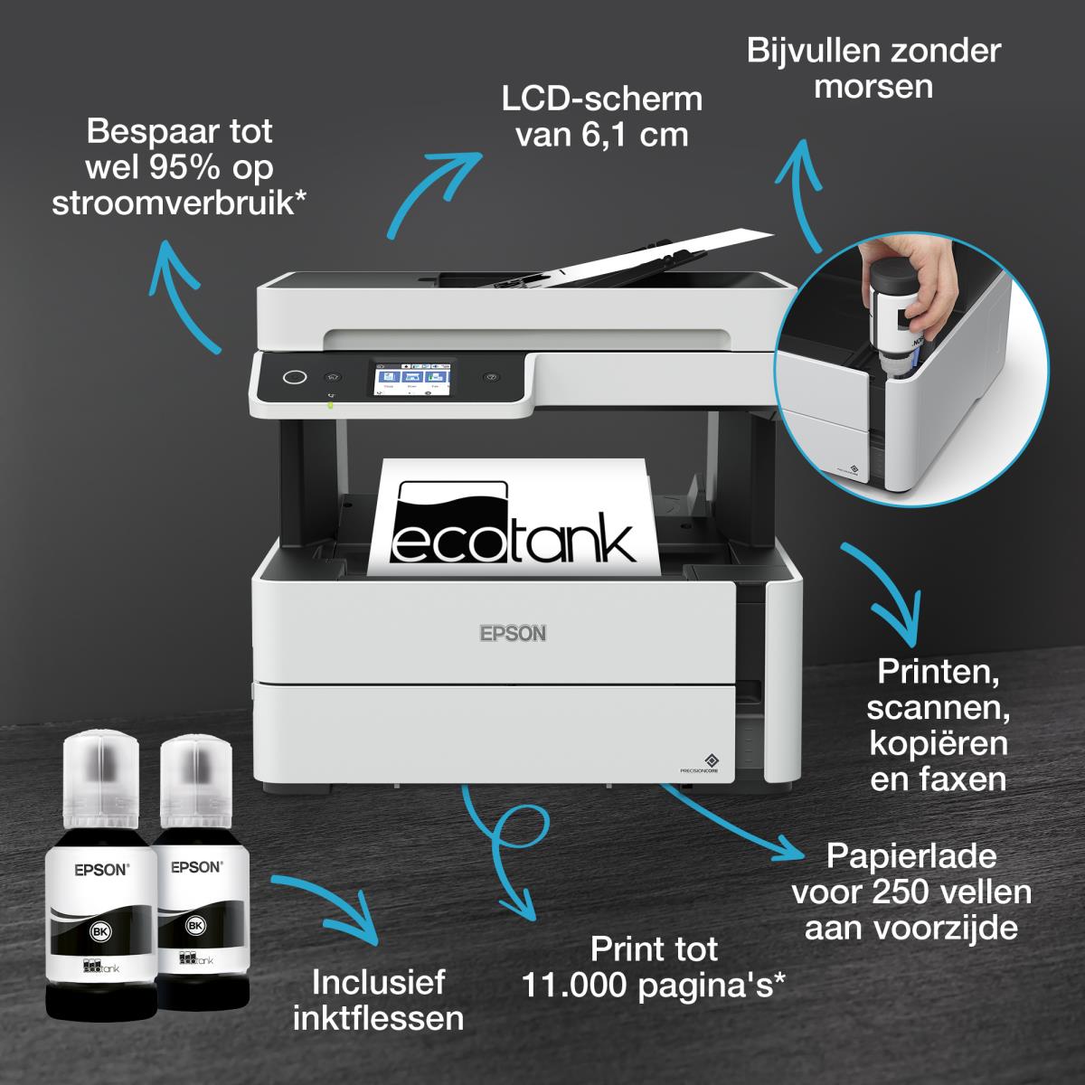 EcoTank Et-m3180 - Mono Multifunction Printer - Inkjet - A4 - USB / Ethernet / Wi-Fi