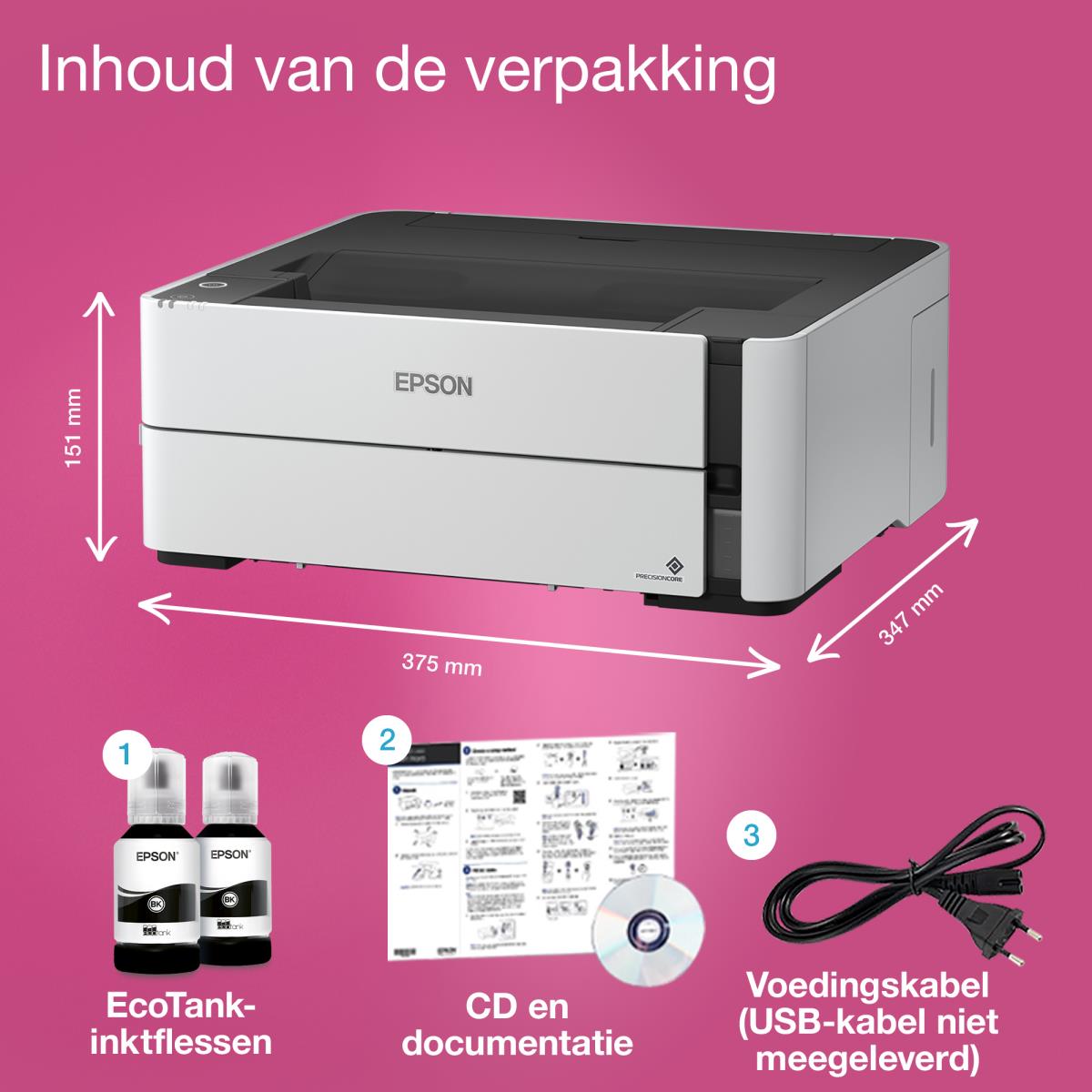 Ecotank Et-m1180 - Monochrome Printer - Inkjet - A4 - USB / Ethernet / Wi-Fi