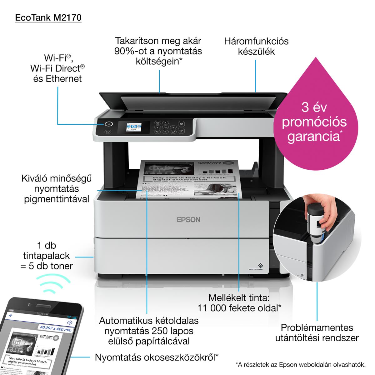 Ecotank Et-m2170 - Mono Printer - Inkjet - A4 - Wi-Fi/ USB/ Ethernet