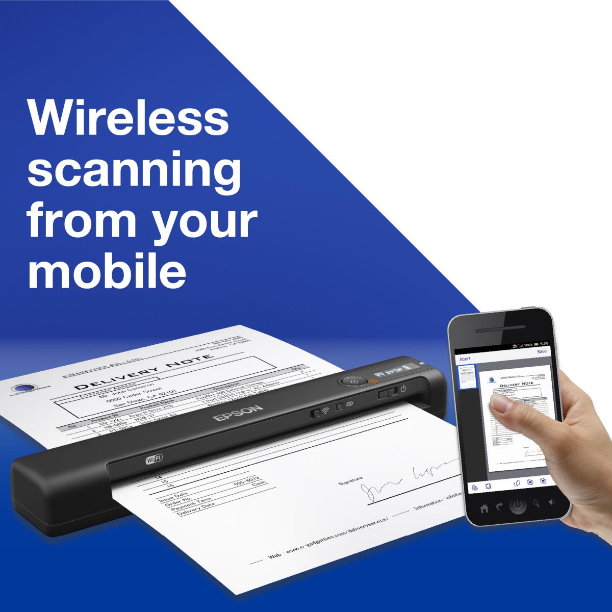 Workforce Es-60w - Mobile Scanner - A4 - 600 Dpi - USB / Wi-Fi