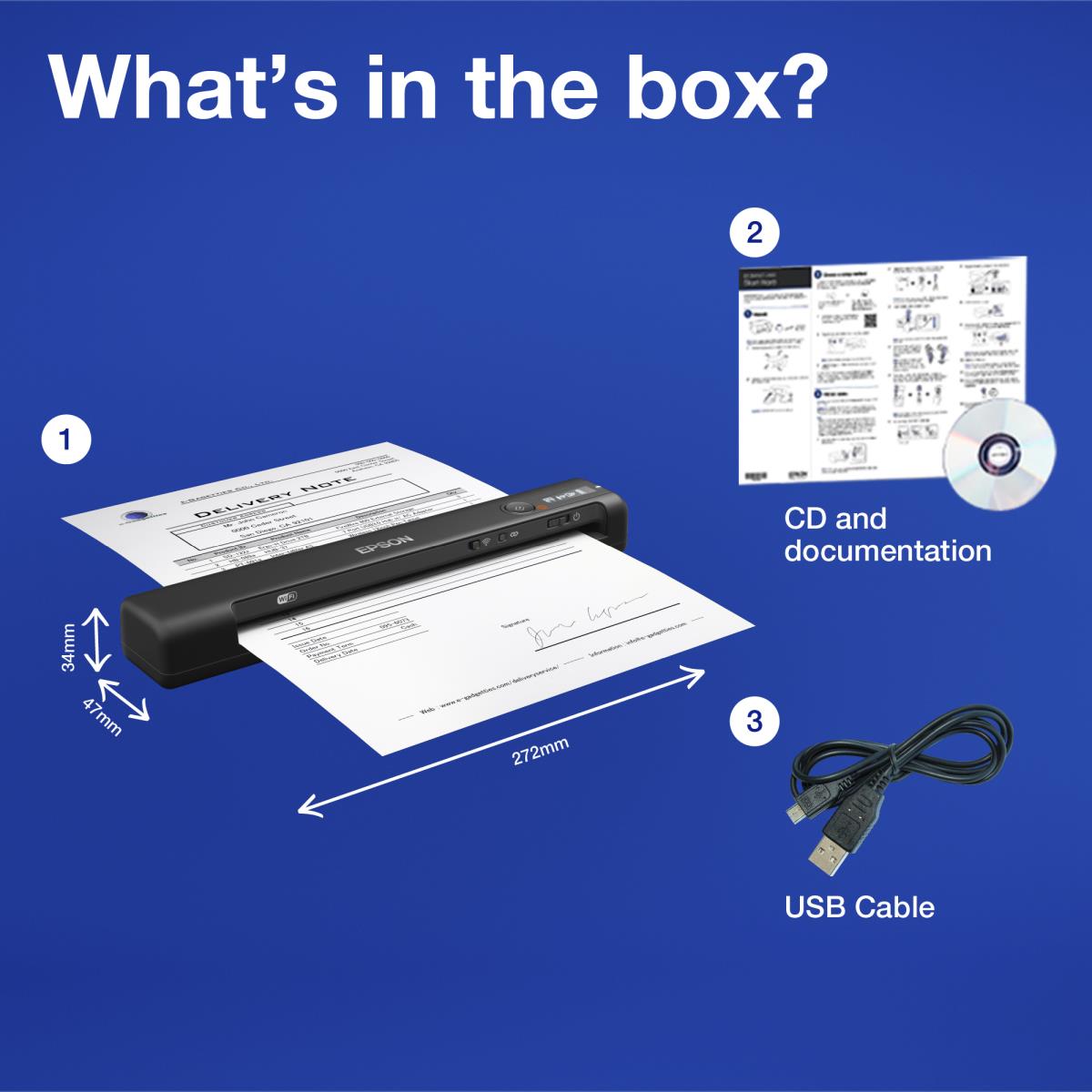 Workforce Es-60w - Mobile Scanner - A4 - 600 Dpi - USB / Wi-Fi