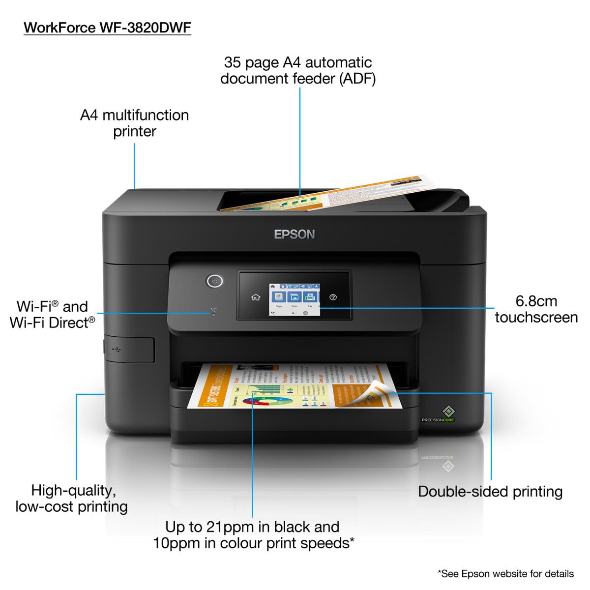 Workforce Pro Wf-3820dwf - Color Multifunction Printer - Inkjet - A4 - USB / Ethernet / Wi-Fi
