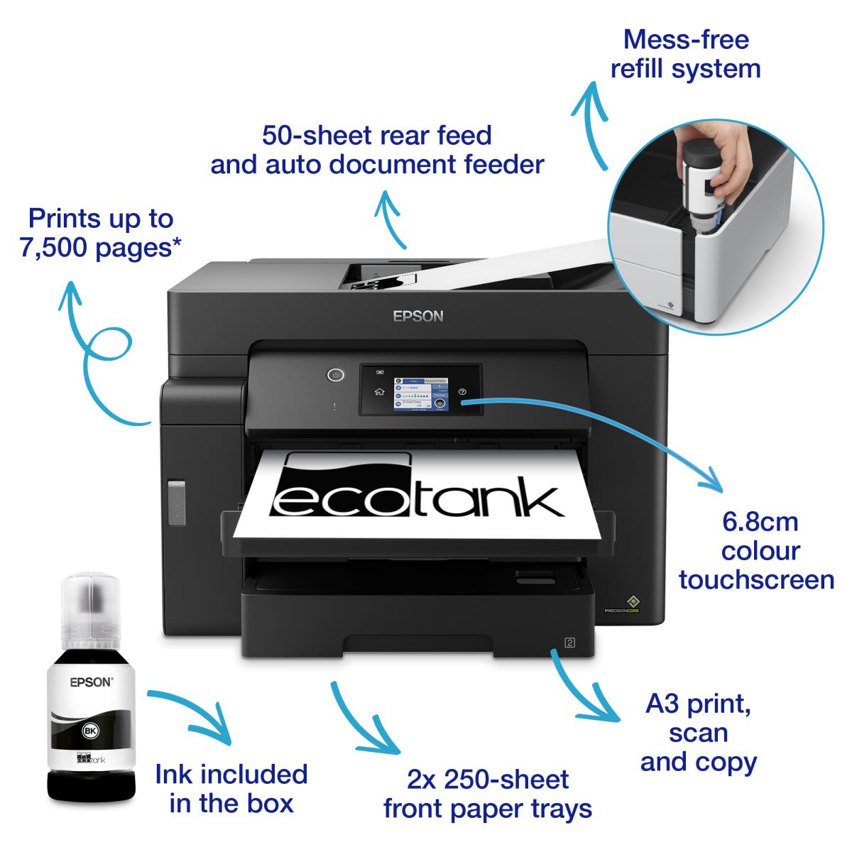 Ecotank Et-m16600 - Monochrome Printer - Inkjet - A4 - USB/ Ethernet / Wi-Fi