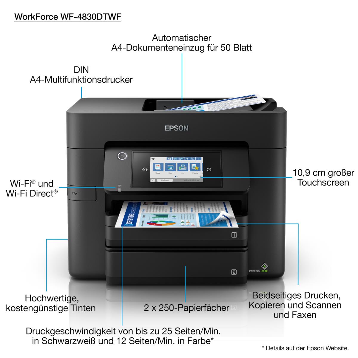 Workforce Pro Wf-4830dtwf - Color Multifunction Printer - Inkjet - A4 - USB / Ethernet / Wi-Fi